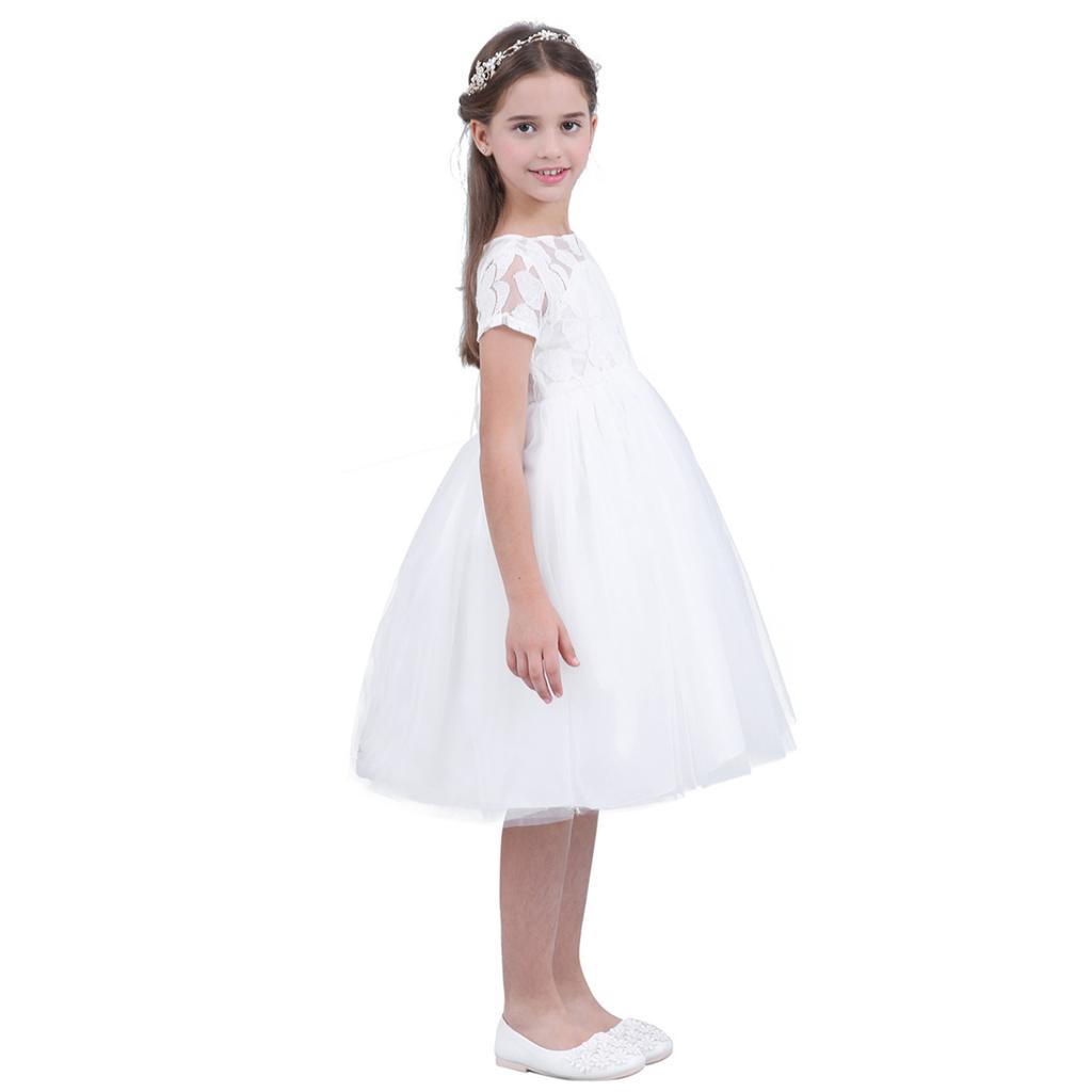 Květinové šaty družičky svatební party Princezna Communion Vintage krajkové taneční šaty