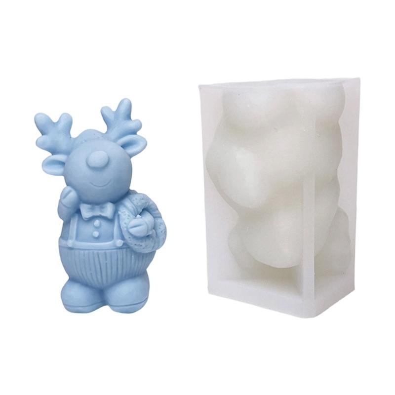 Sturdy Food Grade Silicone Candle Making Mould With Christmas Tree and Reindeer Designs