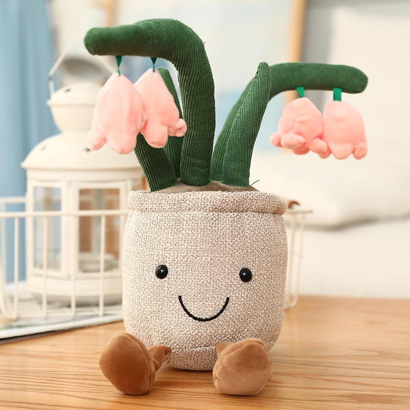 25cm Simulation Cartoon Plant Pot Series Plush Doll Succulent Tulip Lily Plush Toy Home Decor Living Room Bedroom Gift for Girls