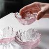 Sakura Glass Soy Sauce Dish Japanese-Style Pink Blossoms Condiment Bowl for Sushi Dumplings Dipping Mini Appetizer Plates