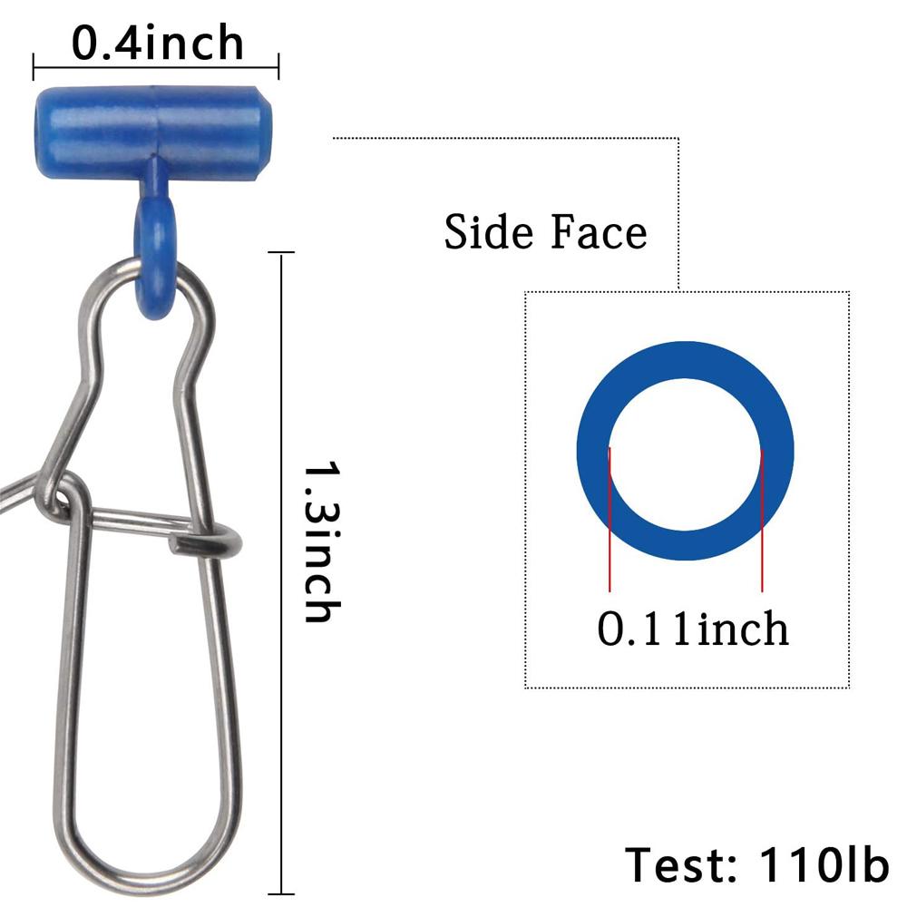 50Pcs Heavy Duty Fishing Sinker Sliders For Braided Line Sinker Slides With Safety Snap Saltwater Fishing Tackle