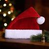 Soft Plush Christmas Santa Hat with Fluffy White Brim Multicolor Optional for Holiday Party Xmas Cosplay Costume