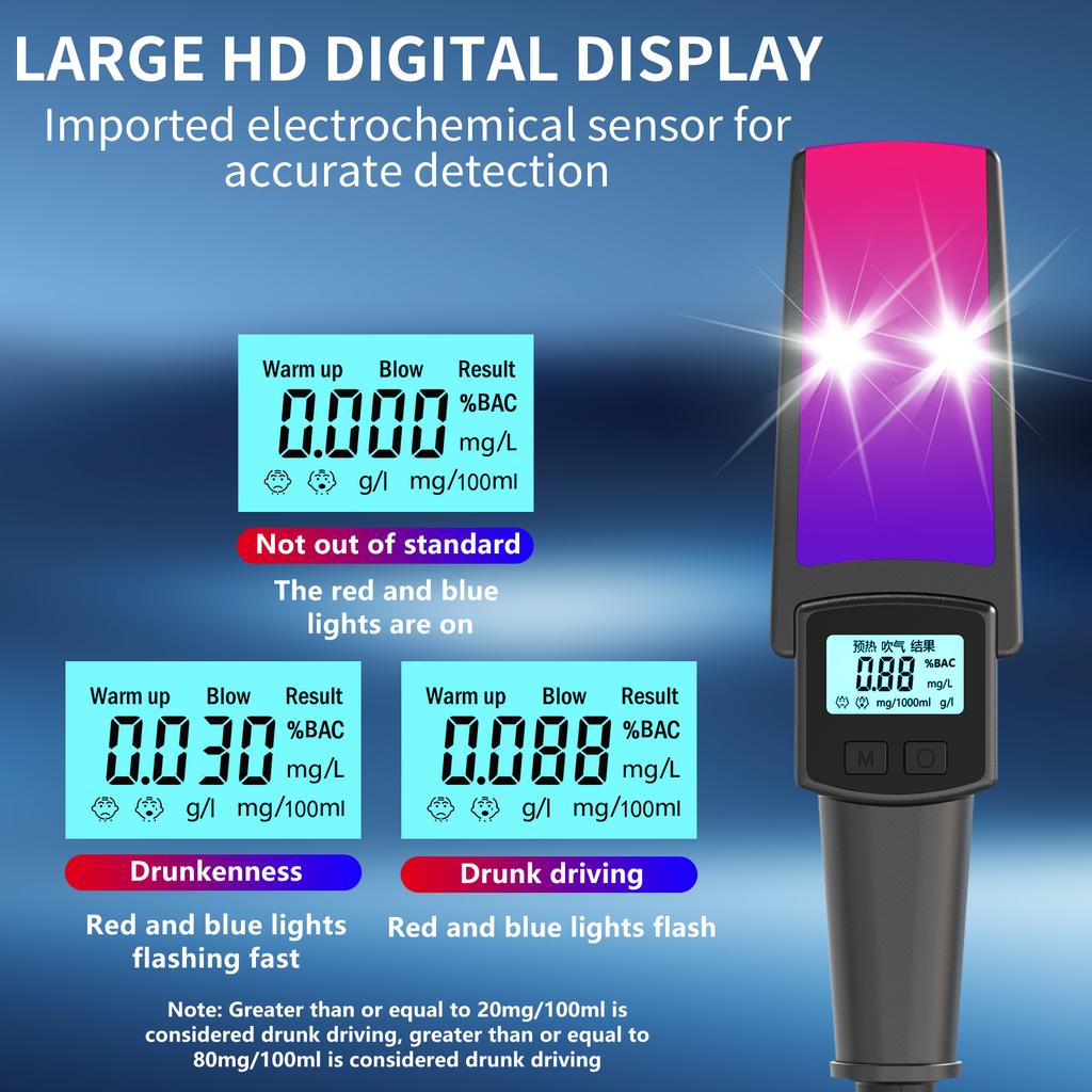 Portable Breath Alcohol Tester LED Digital Display Non-Contact Alcoholmeter Alcohol Tester Accuracy Drunk Driving Car Tester