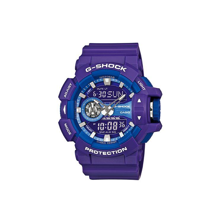 Casio Youth Series Fashion Street Classic Dual Display Shock Resistant Waterproof Sports Quartz Watch Men watches Purple GA-400A-6A Purple Watch Dial