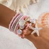 Tocona Bohemian Resort Style Shell Beaded Weaving Bracelet Beach Style Starfish Rice Beads Seven Piece Set for Women 25134