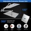 2-IN-1 Bathroom Shower Combo High Pressure Rainfall Shower Head with Extension Arm Handheld Shower Head with Wall Bracket Hose