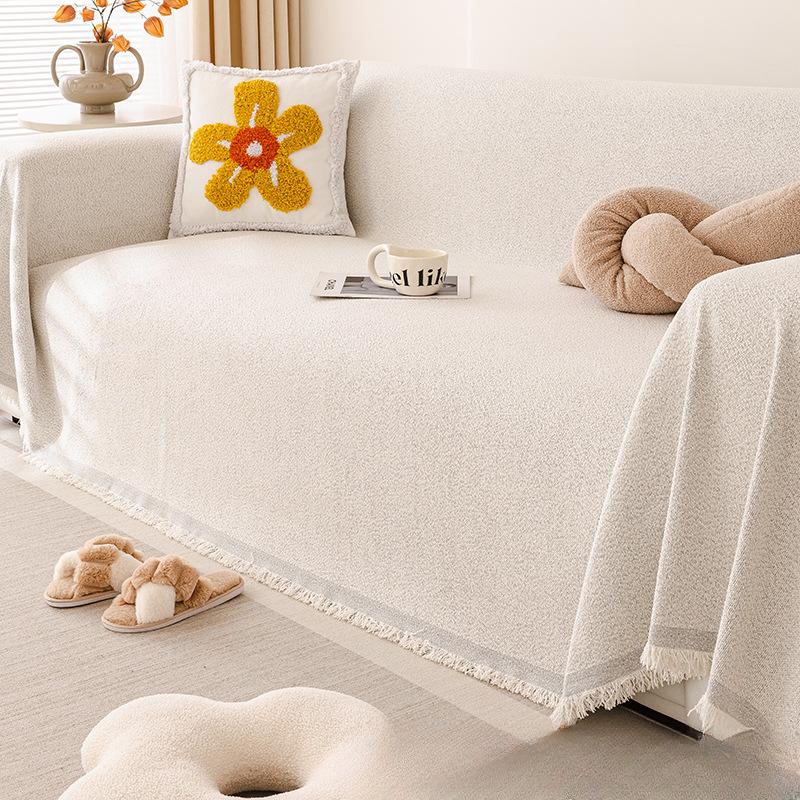 Anti-Scratching Chenille Sofa Towel Modern Minimalist Full Covered Non-Slip Cloth Four Seasons Universal Pure Color Cover Cover