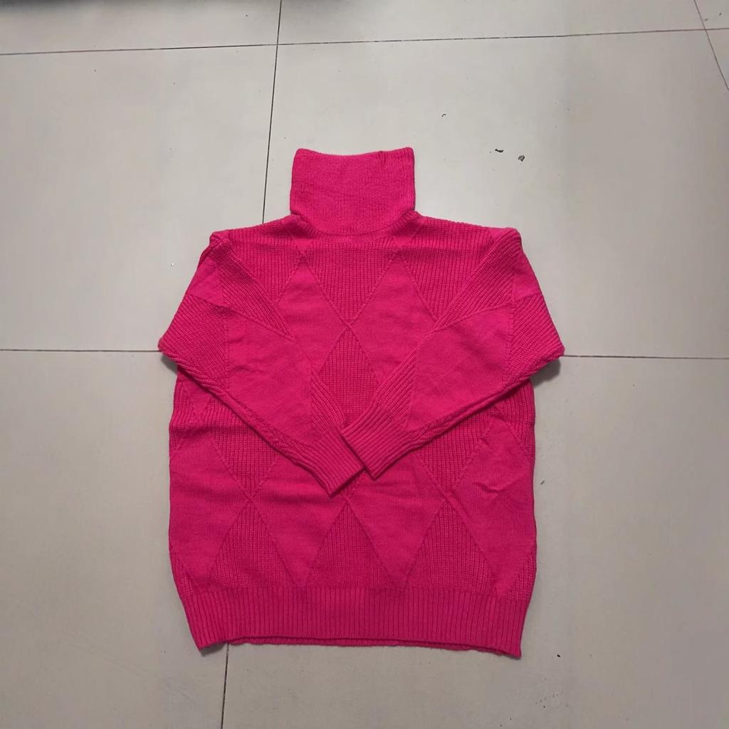 Autumn Winter Women Turtleneck Sweaters Full Sleeve Pullovers Spliced Thick Sweater Lozenge Elegant Lady Solid Outwear