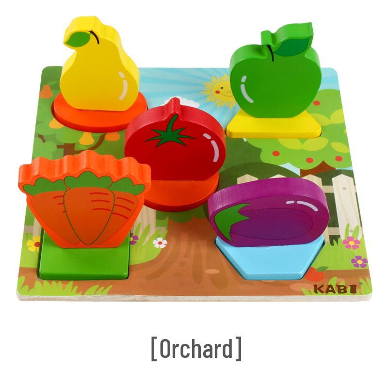 Wooden 3D Animal Puzzle Board - Early Education Toy for Preschoolers