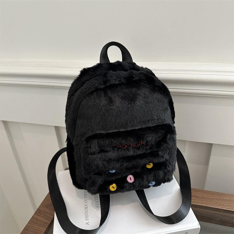 Schoolbag1011 New Niche Design White Plush Backpack Women Cute Backpack Mini Daily Travel Fashion Bag