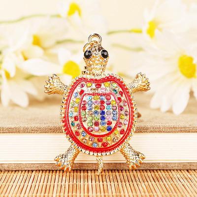 Colorful Rhinestone Sea Turtle Keychain - Creative Animal Pendant