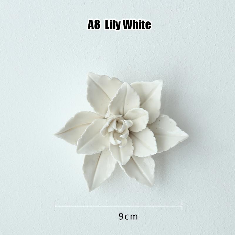 Creative Ceramic Flower Wall Decoration Ceramic Lily Flower Wall Hanging Crafts Home Livingroom TV Background Decor Ornaments