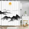 Chinese ink landscape style shower curtain scenic pattern Waterproof Fabric bath curtain washable Bathroom curtains Multi Size