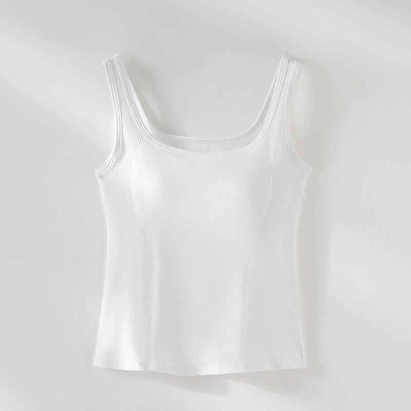 Women s White Camisole with Chest Pads - Stylish, Versatile Slimming Vest for Spring/Summer Medium белый