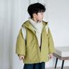 Unisex Kids Hooded Windbreaker Jacket Mid Length Spring Autumn Outdoor Coat
