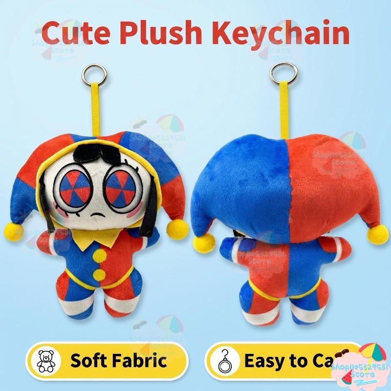 O Incrível Circo Digital Pomni Chaveiro de Pelúcia 15cm Fofo Palhaço Bobo Boneco de Pelúcia Pingente Macio Acessórios para Bolsa Presente