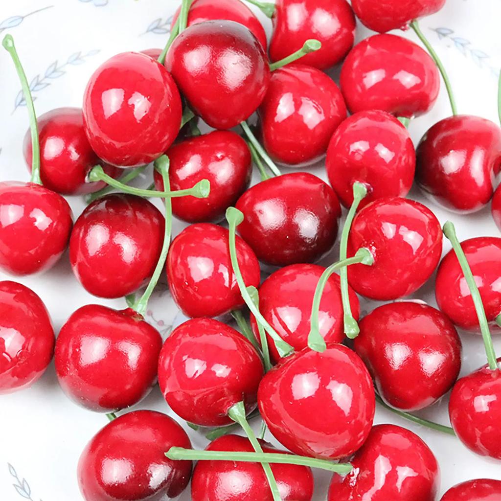 50pcs Artificial Cherries Bubble Cherry Fruits Wedding Home Decoration Photography Props
