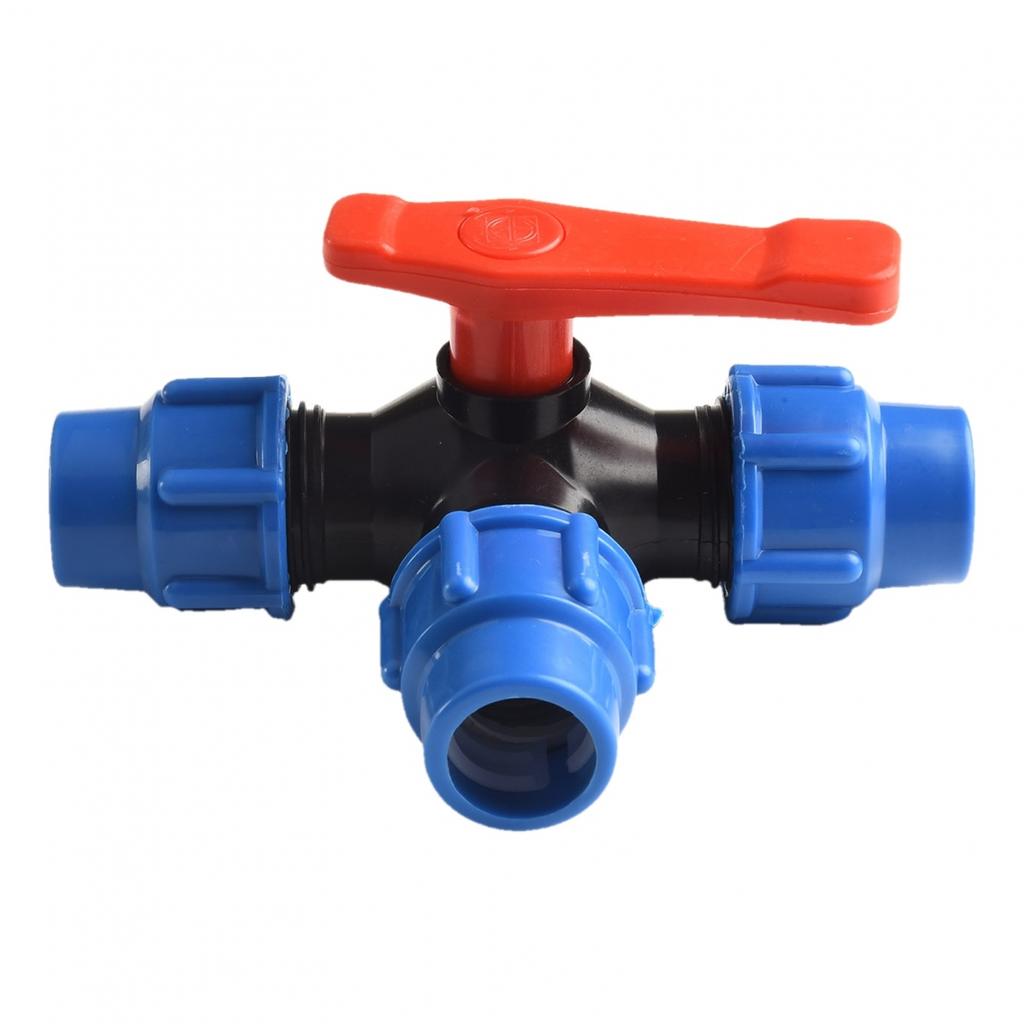 1Pcs Ball Valve 20/25/32/40/50mm 3-Way Ball Valve Black+Blue
