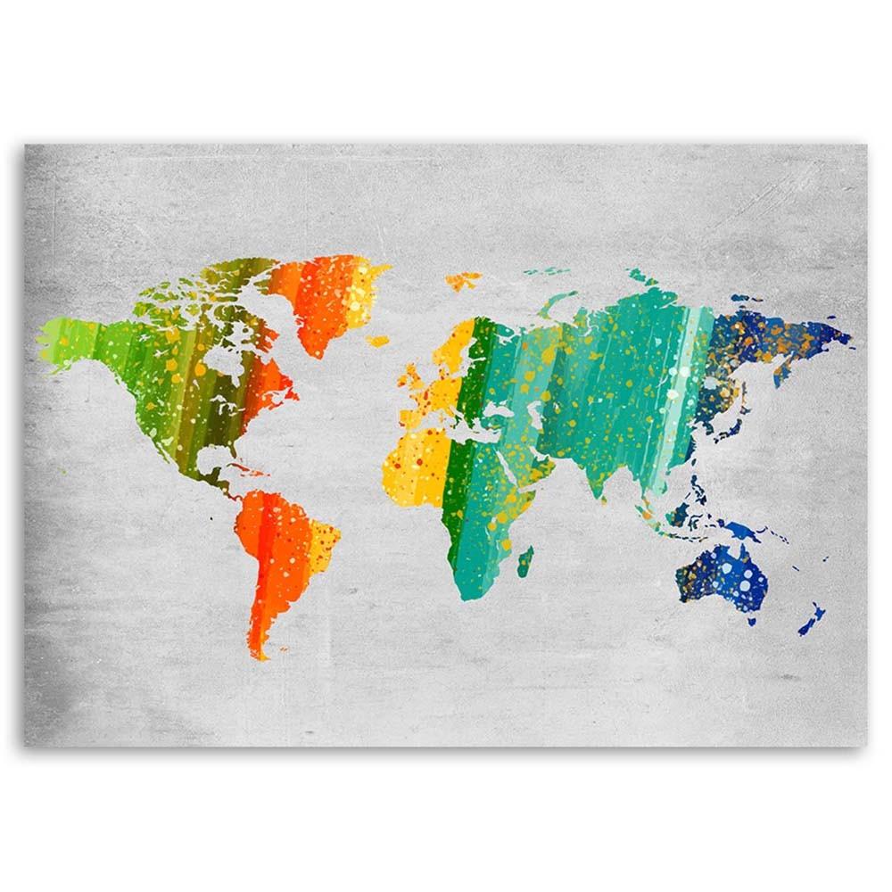 Imprimare pe pânză, harta lumii colorată