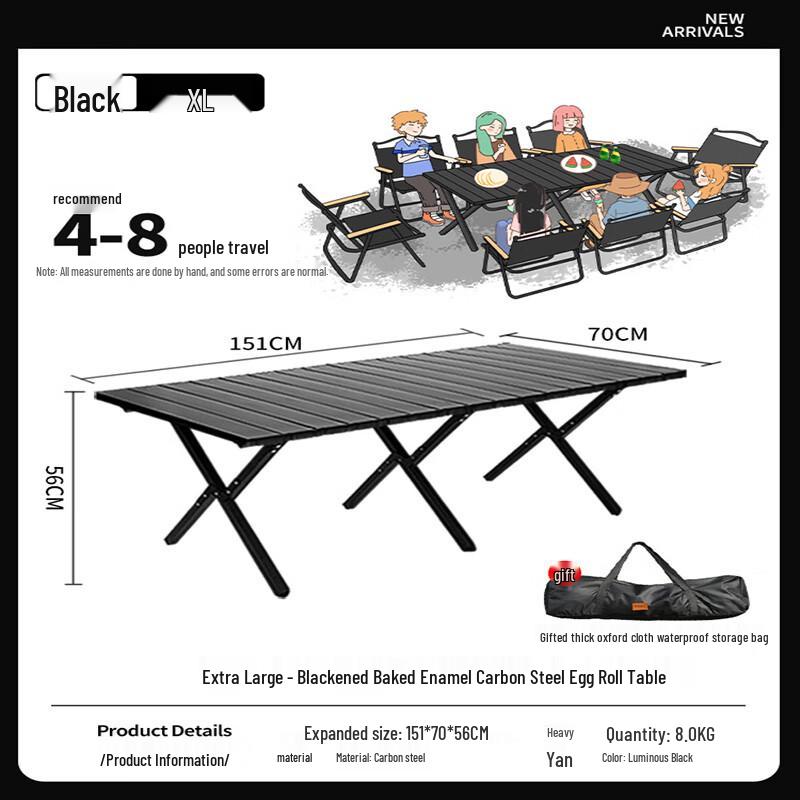 Glacier Age Carbon Steel Roll-up Camping Table & Kermit Chair Set