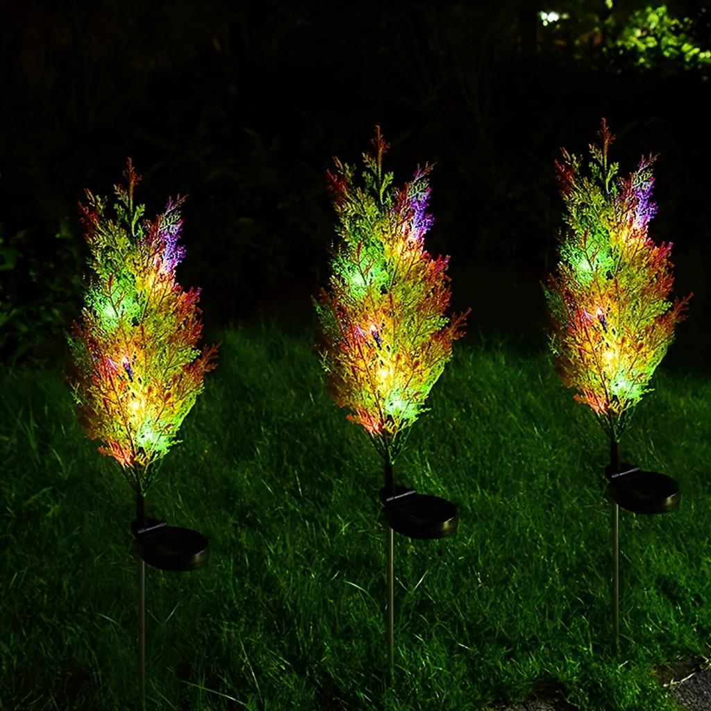 Solar Cypress Tree Stake Lights IP65 Waterproof Multicolor LED Outdoor Holiday Decor Lamp