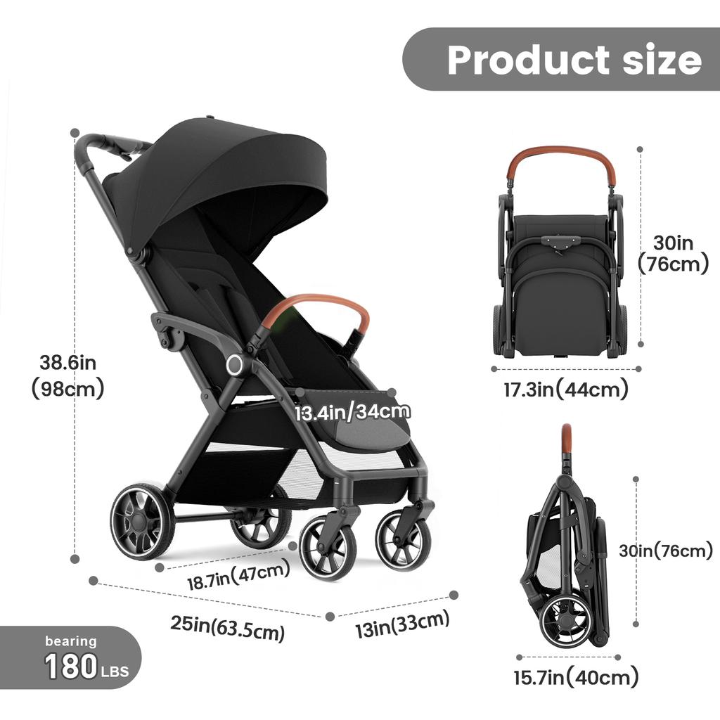 Standard Stroller  Seat, Foldable Portable Newborn Stroller ,Luxury Baby Carriage Suit Baby,Toddlers,360°Swivel Seat