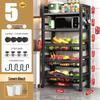 Multi-Layer Kitchen Storage Rack with Wheels for Microwave and Vegetables