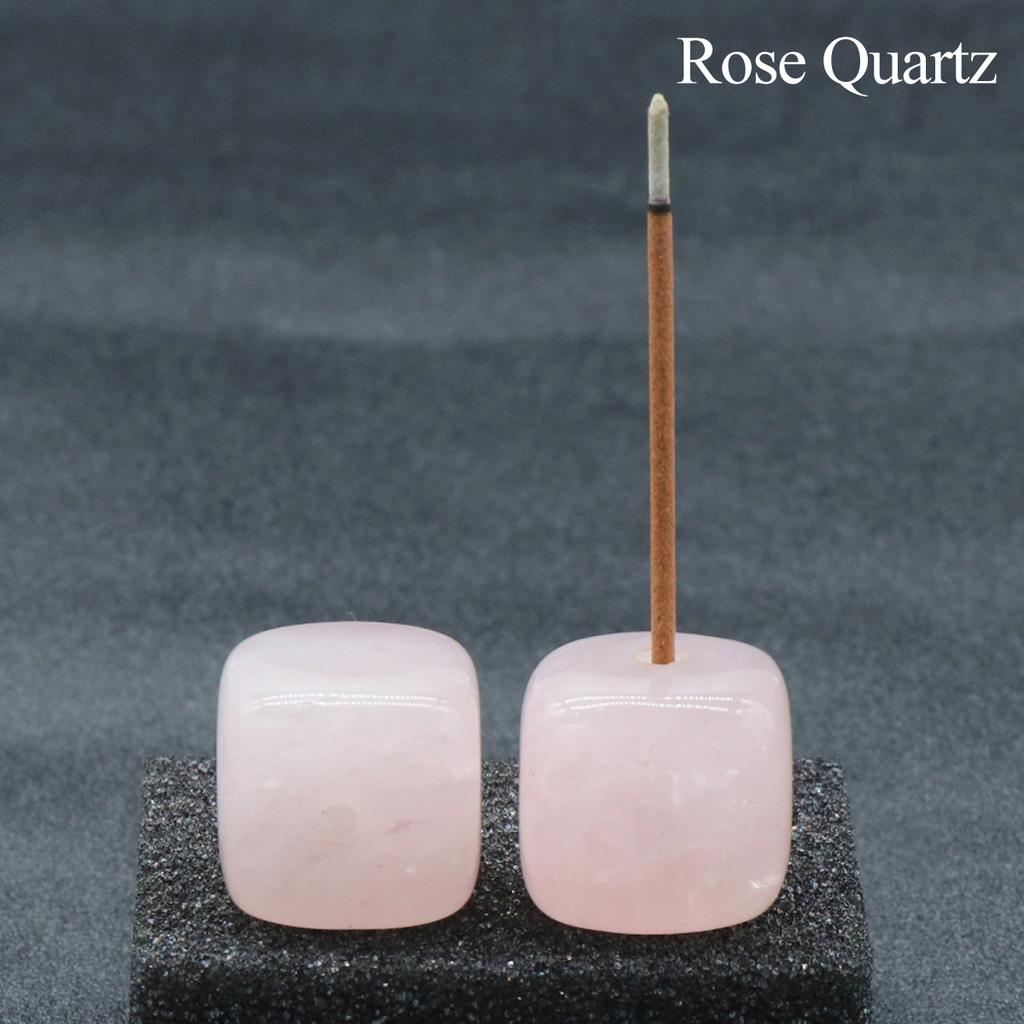 2 Stück quadratischer Räucherbrenner aus Natursteinkristall, Räucherstäbchen-Diffusor-Dekoration, Zen-Heimaltar-Dekoration, Meditationszentrum-Dekoration mit geometrischem Design