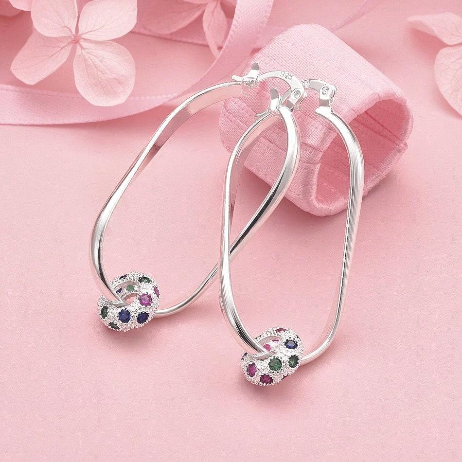 Silver Plated 41mm Smooth Circle Big Hoop Earrings For Women Fashion Party Wedding Accessories Jewelry Christmas Gifts