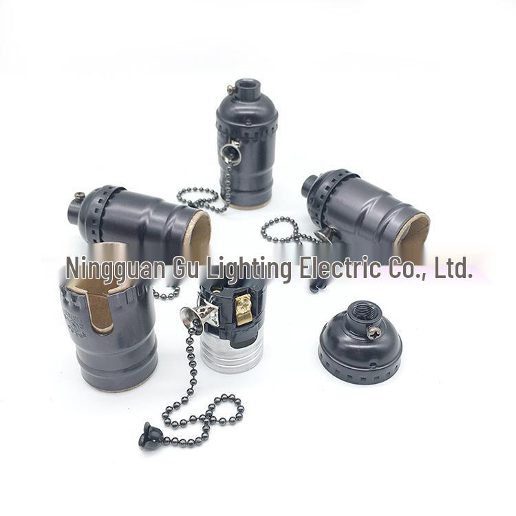 Edison Pull Chain Vintage Lamp Holder Socket, E26/E27 Aluminum Decorative Fixture