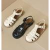 Größe 43 Retro Echtleder Hohl Baotou Sandalen Damen 2025 Neu Hohl Schweinekäfig Damen Sandalen