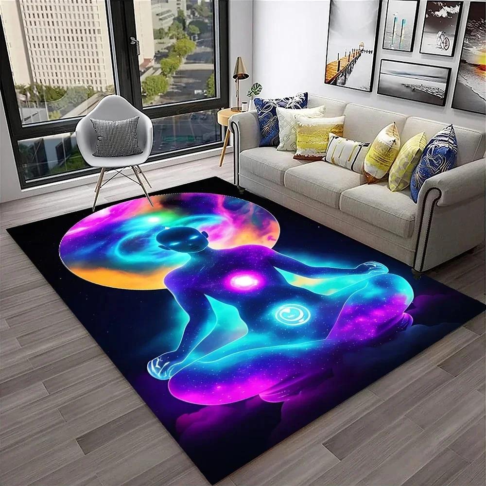 Naturalize Yoga Meditation Floor Mat with Rainbow 7 Chakra Design Soft Non-Slip Carpet for Living Room Stylish Rug for Bedroom
