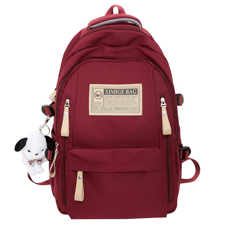 Schoolbags College Students Girls High School Students Burgundy Large Capacity Junior High School Students Backpack