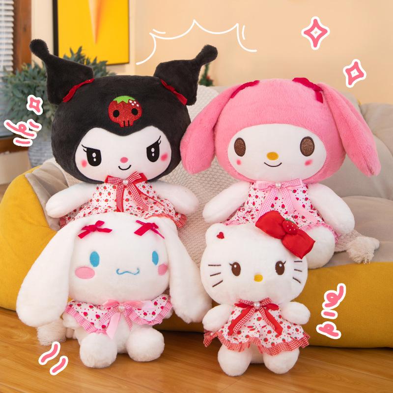 Cute Cartoon Kuromi Hello Kitty My Melody Cinnamoroll Pillow Plush Toys Plushie Keychain Stuffed Doll for Kids Christmas Gifts