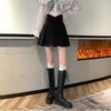 Summer Black Plus Size High-waisted Anti-exposure A-line Casual All-match Versatile Skirt Bodycon Hip-covering Petite Pleated Skirt Campus Style