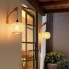 Bamboo Lantern Plug In Wall Sconces Wicker Woven Rattan Wall Light Farmhouse Rustic Wall Sconces for Living Room Bedroom