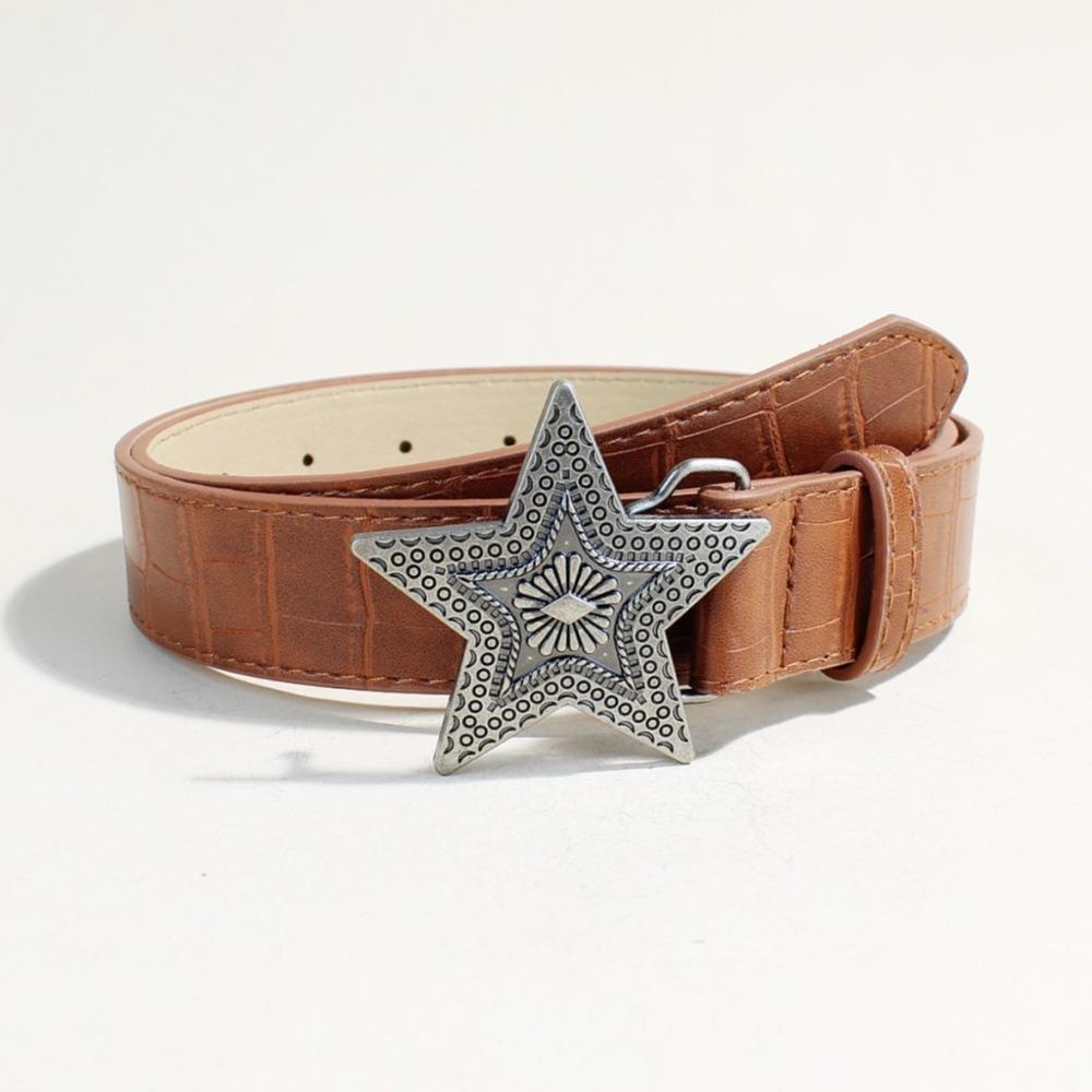 Subculture Star Belt Gothic Men Belt Vintage Star Buckle Waistband Female