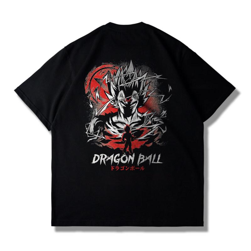 Dragon Ball Saiyan Tshirt Summer Loose Mens and Womens Short Sleeved Tshirt Wukong Beijita Tranx Trendy Top