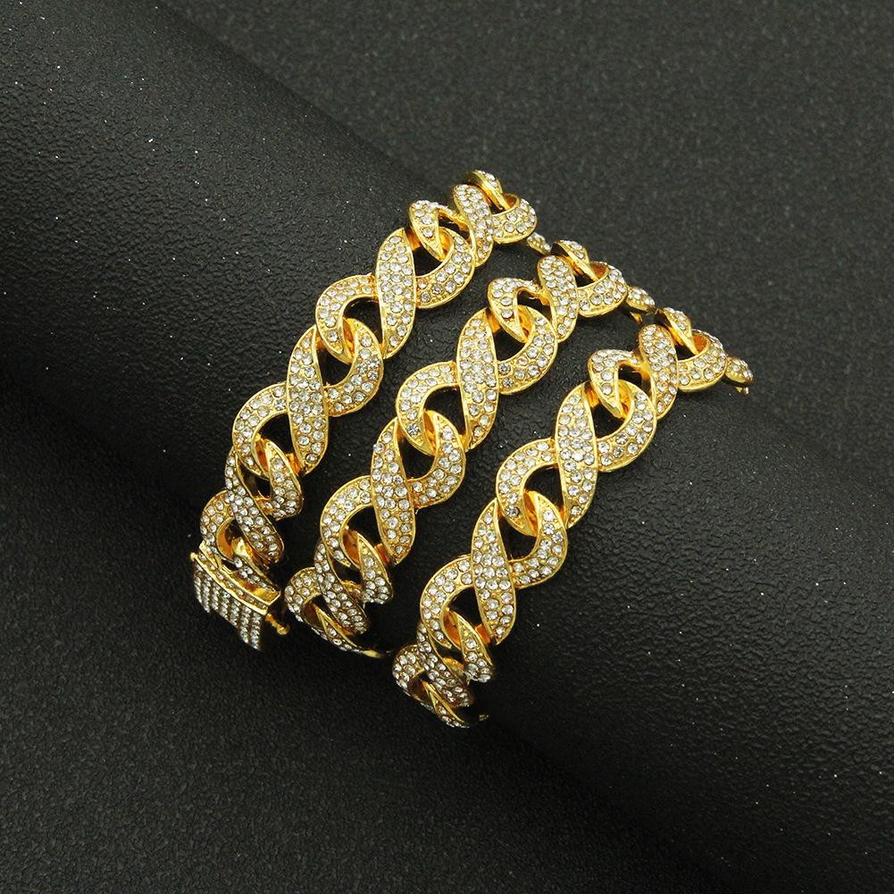 Męska kreatywna nowa cyrkonia 8-znakowy łańcuszek modny naszyjnik Twist Knot osobowość europejski i amerykański hip-hopowy łańcuszek do obojczyka akcesoria