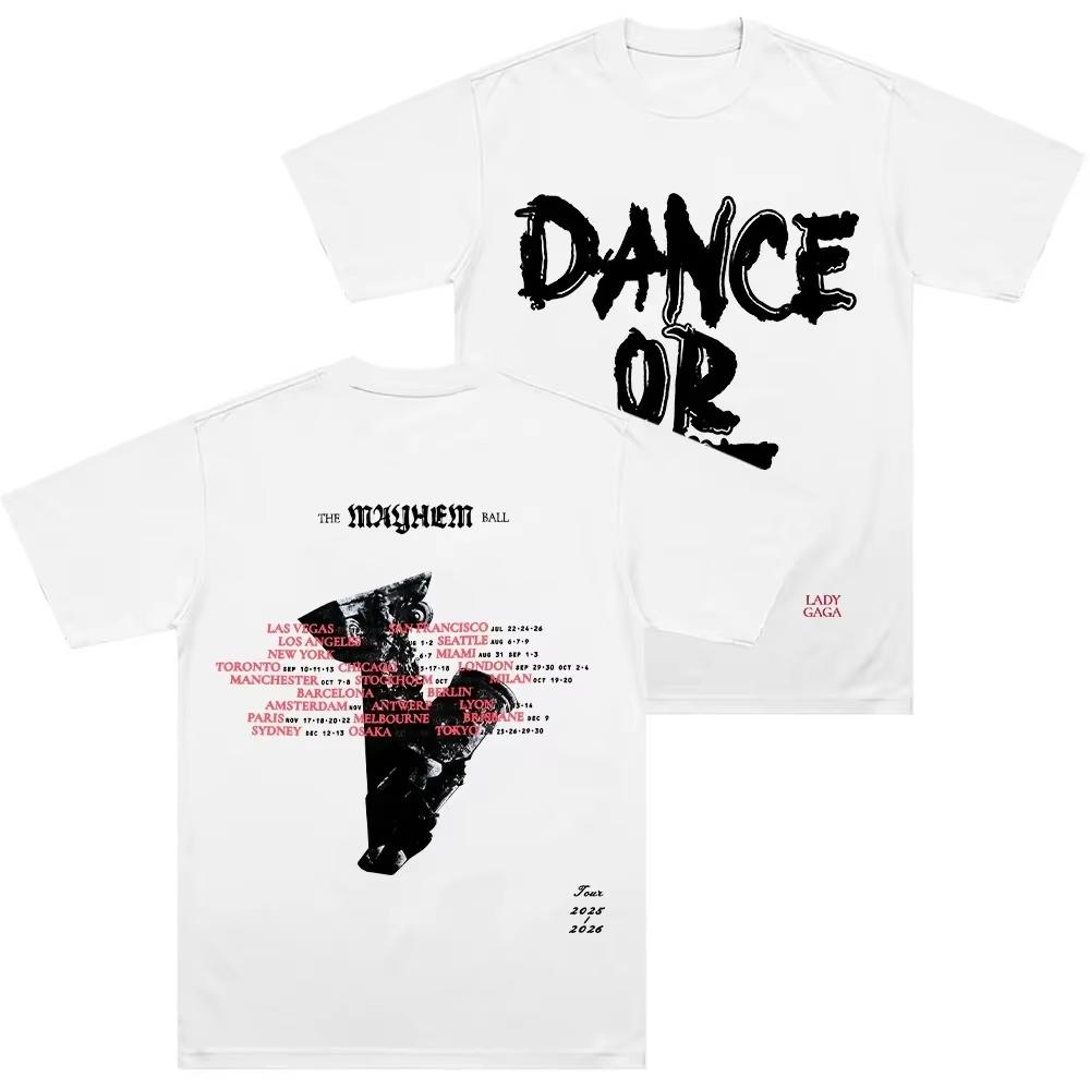 

2026 Lady Gaga Mayhem Dance or Die Tour TShirt Unisex Women Oversized Y2k Vintage Tees Round Neck T Shirts Comfort Clothing 4XL