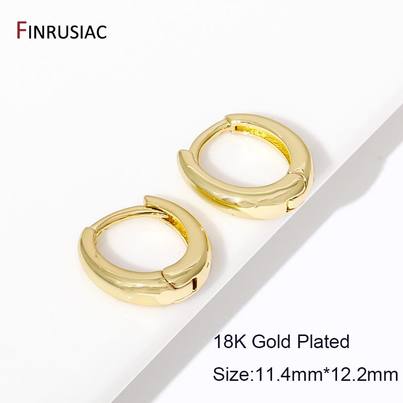 18K Gold Plated Brass Oval Huggies Hoop Earrings for Women Fashion Geometric Piercing Simple Loop Earrings Wholesale 1 Pair