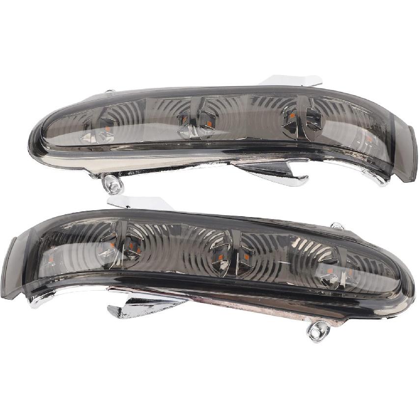 Aramox Rearview Mirror Turn Signal Light, 1 Pair for Mercedes W220 S-Class W215 CL-Class, Black Plastic, 1999-2003 Compatible
