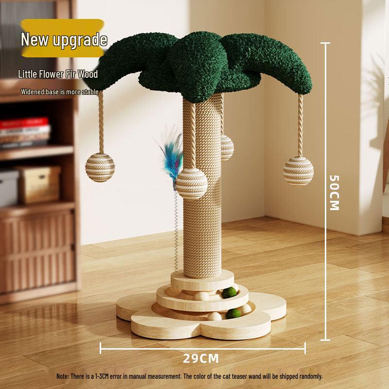 Oszczędzające miejsce, od podłogi do sufitu, lite drewno, drzewko dla kota z platformami do wspinaczki i drapakiem