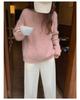 Women's Gentle Style Cashmere Round Neck Cardigan - Autumn Winter Twist Flower Knit Sweater
