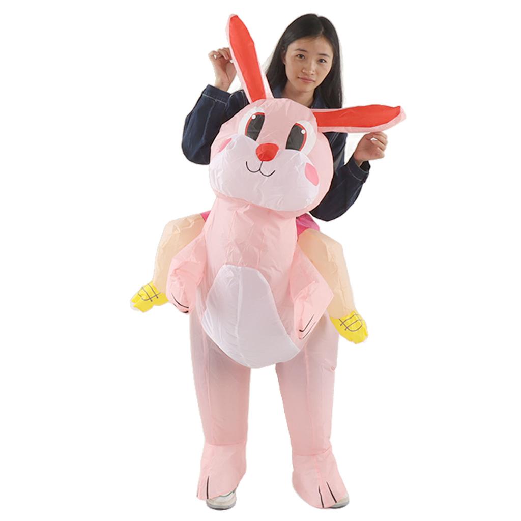 Easter Bunny Inflatable Costume Cute Festive Blow Up Riding Rabbit for Boys Girls Birthday Gifts 120 140cm 47.2 55.1in