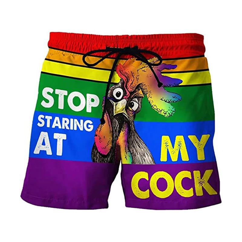 Funny Chicken Swimming Shorts 3d Printed Surfing Board Beach Shorts Men's Swim Trunks Streetwear Summer Fashion Short Pants