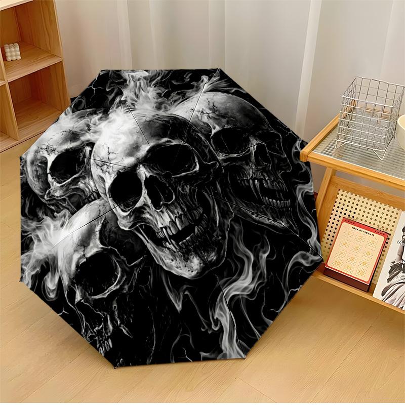 

Skull Printed umbrella windproof folding umbrella portable sun and rain umbrella suitable for gifting