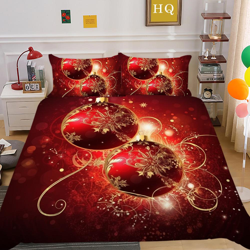 Christmas Digital Printing 3D Printing Polyester Pillowcase Quilt Cover Two Or Three-Piece Set
