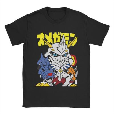 T-shirt Chibi Omnimon Digimon Drôle Homme Col Rond Manches Courtes Hauts Coton Haut d'Été T-shirt