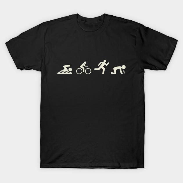 Men Black Print T-shirt Swim. Bike. Run. Puke. No-Cut Transfer Paper Print Cotton Tshirt 3XL чёрный